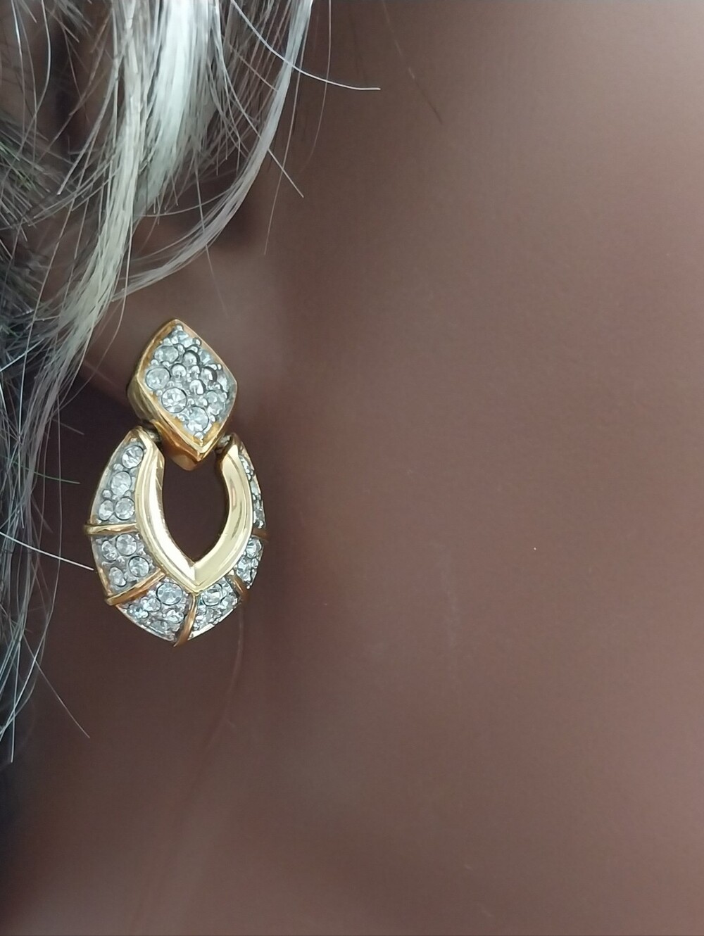 Swarovski Gold-Tone Clear Crystal Drop Earrings - Picture 3 of 12